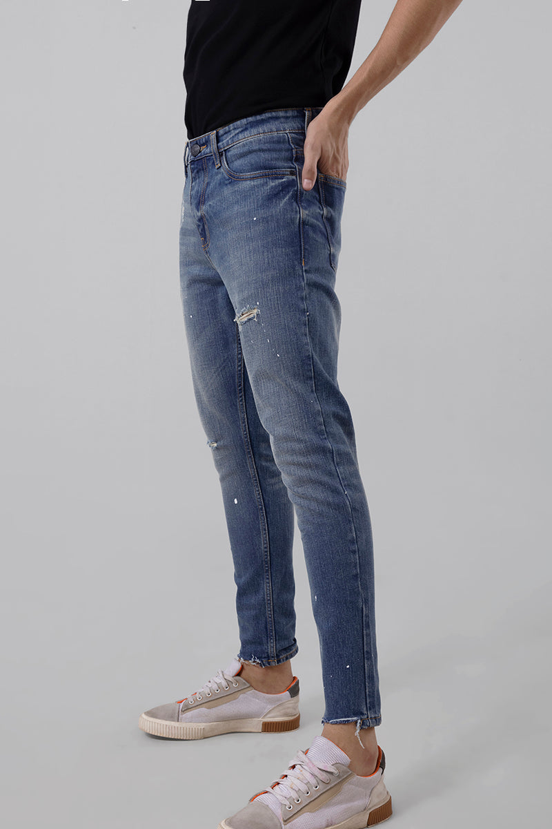 Stained Blue Skinny Jeans