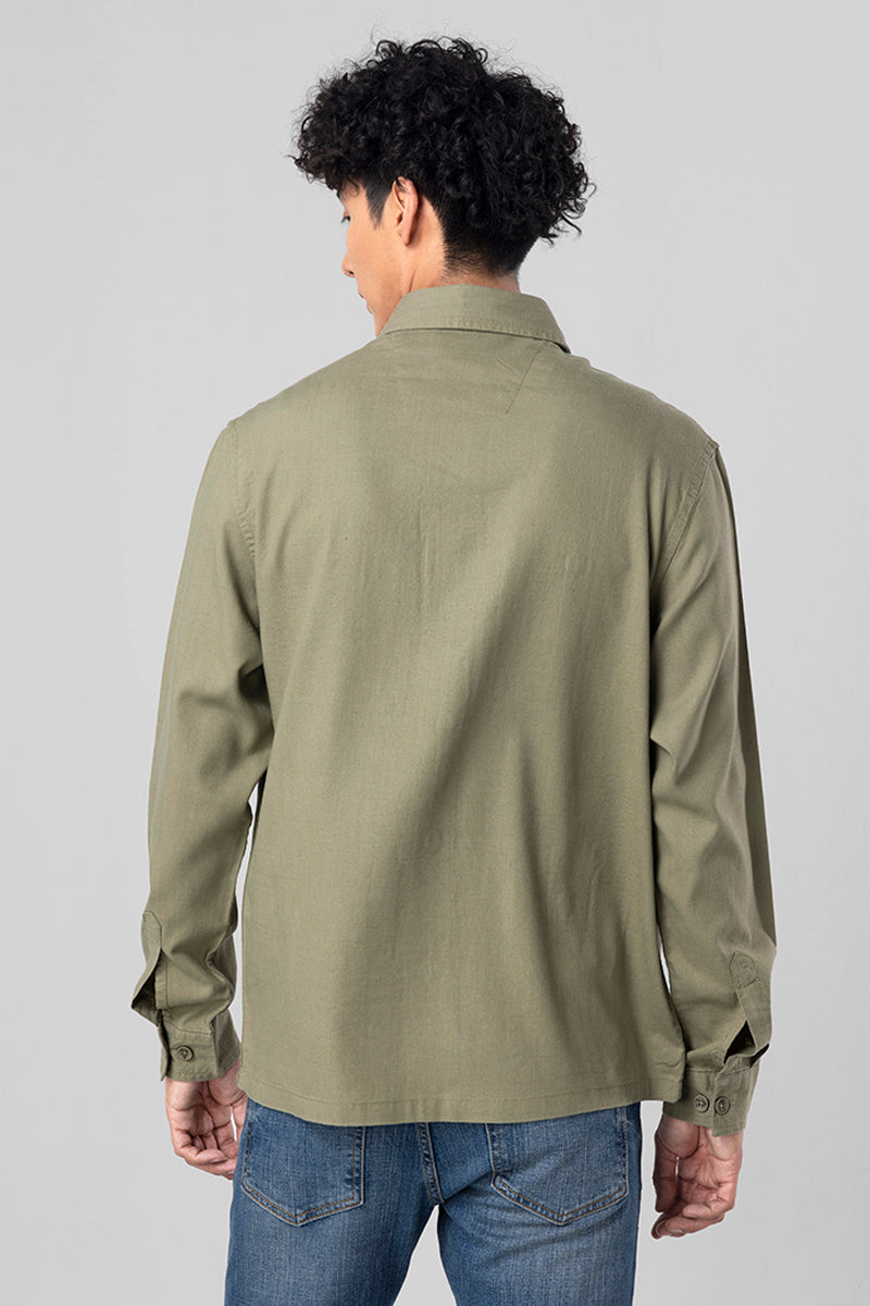 Aquae Lava Green Linen Overshirt