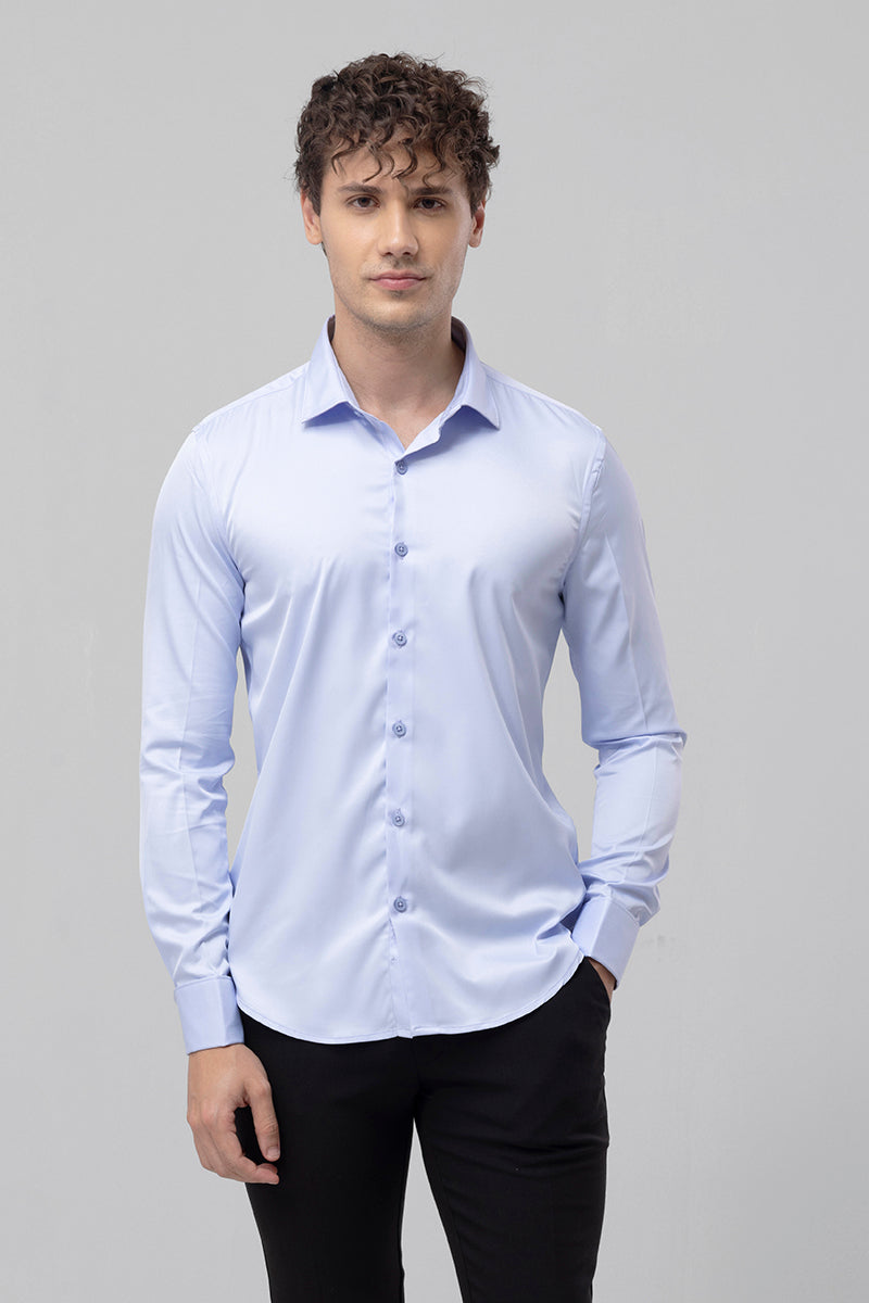 Buy Men's Double Cuff Sky Blue Shirt Online | SNITCH