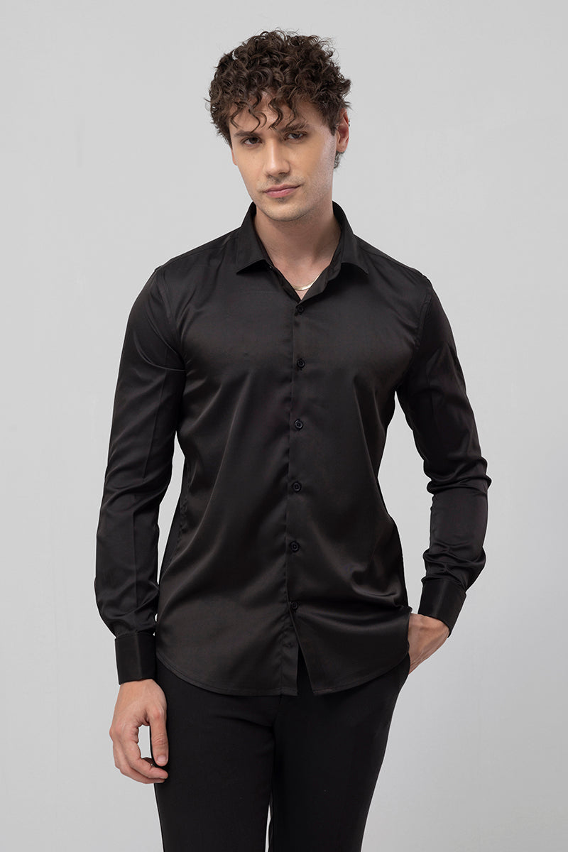 Mens black french cuff dress shirt discount