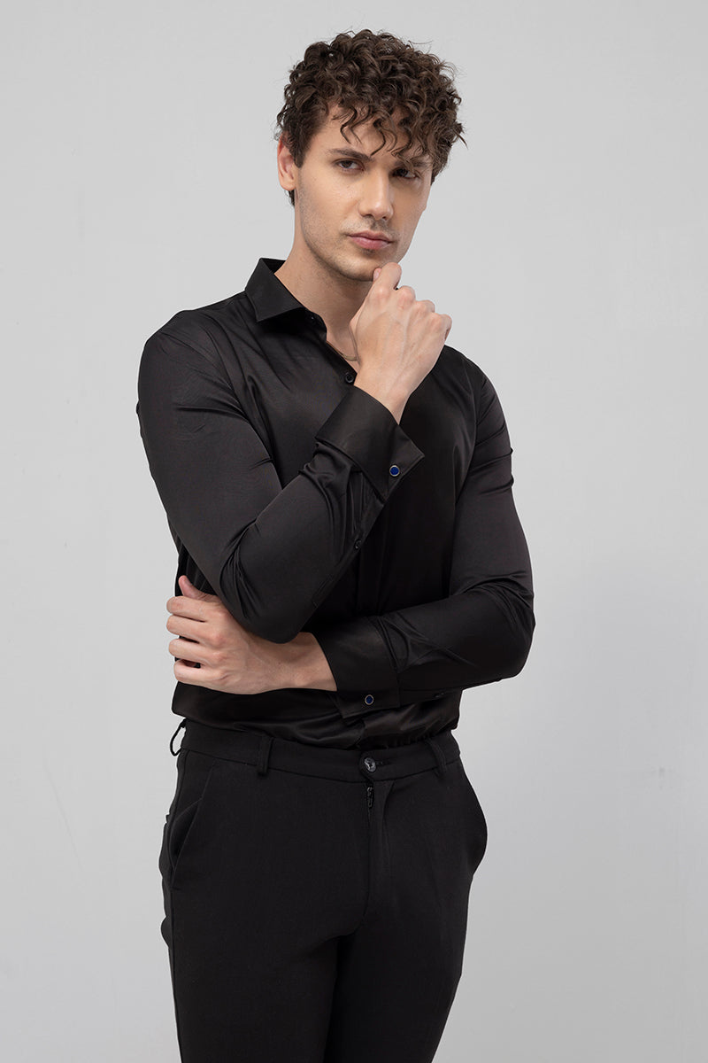 Buy Men's Double Cuff Black Shirt Online