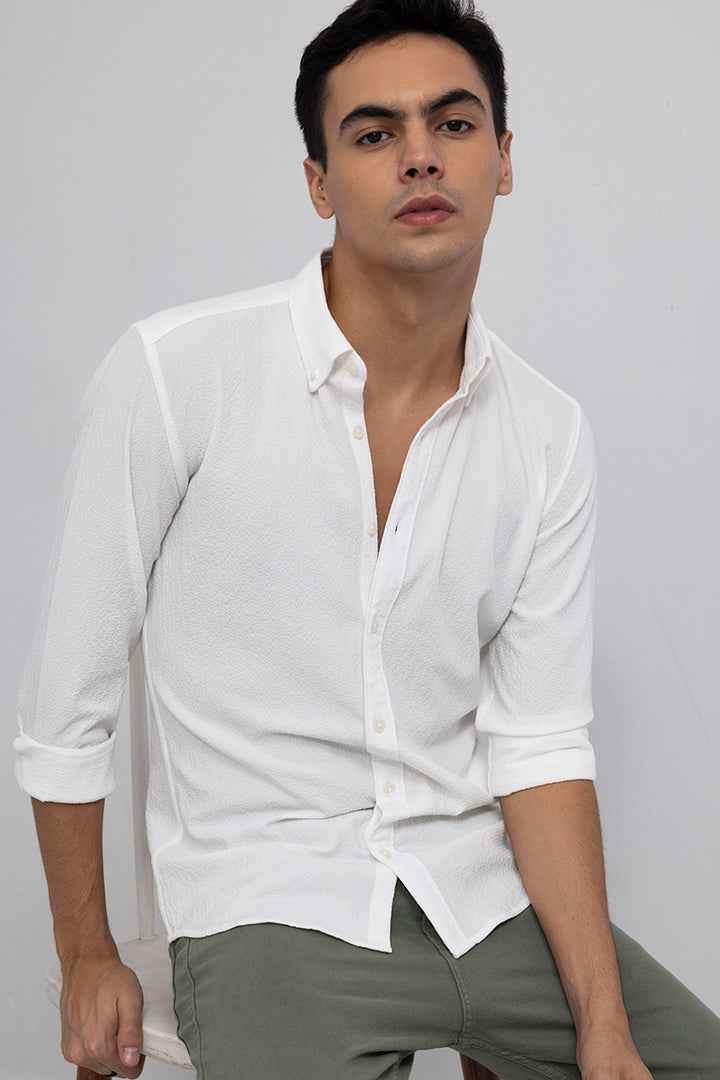 Buy Men's Wrinkle Crush White Shirt Online | SNITCH