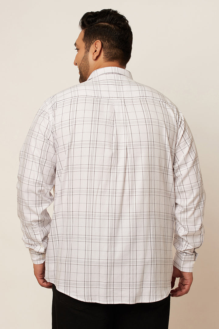 Grid Check White Shirt - SNITCH