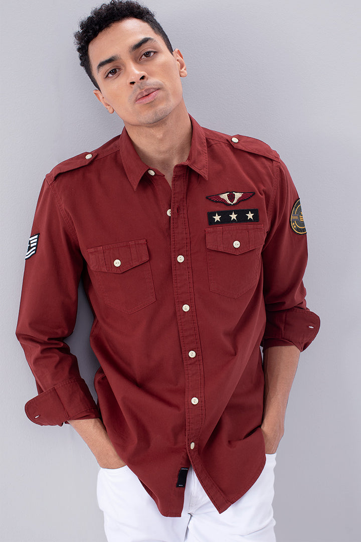 Red Double Pocket Cargo Shirt - SNITCH