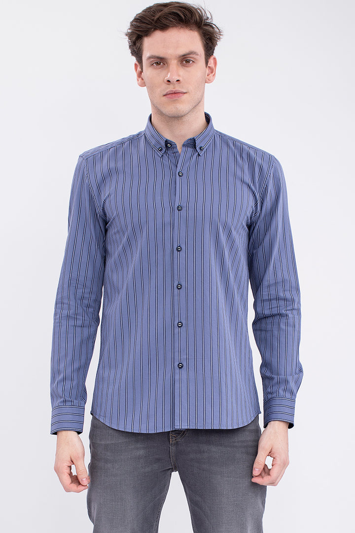 Lavender Cotton Twill Stripe Shirt - SNITCH
