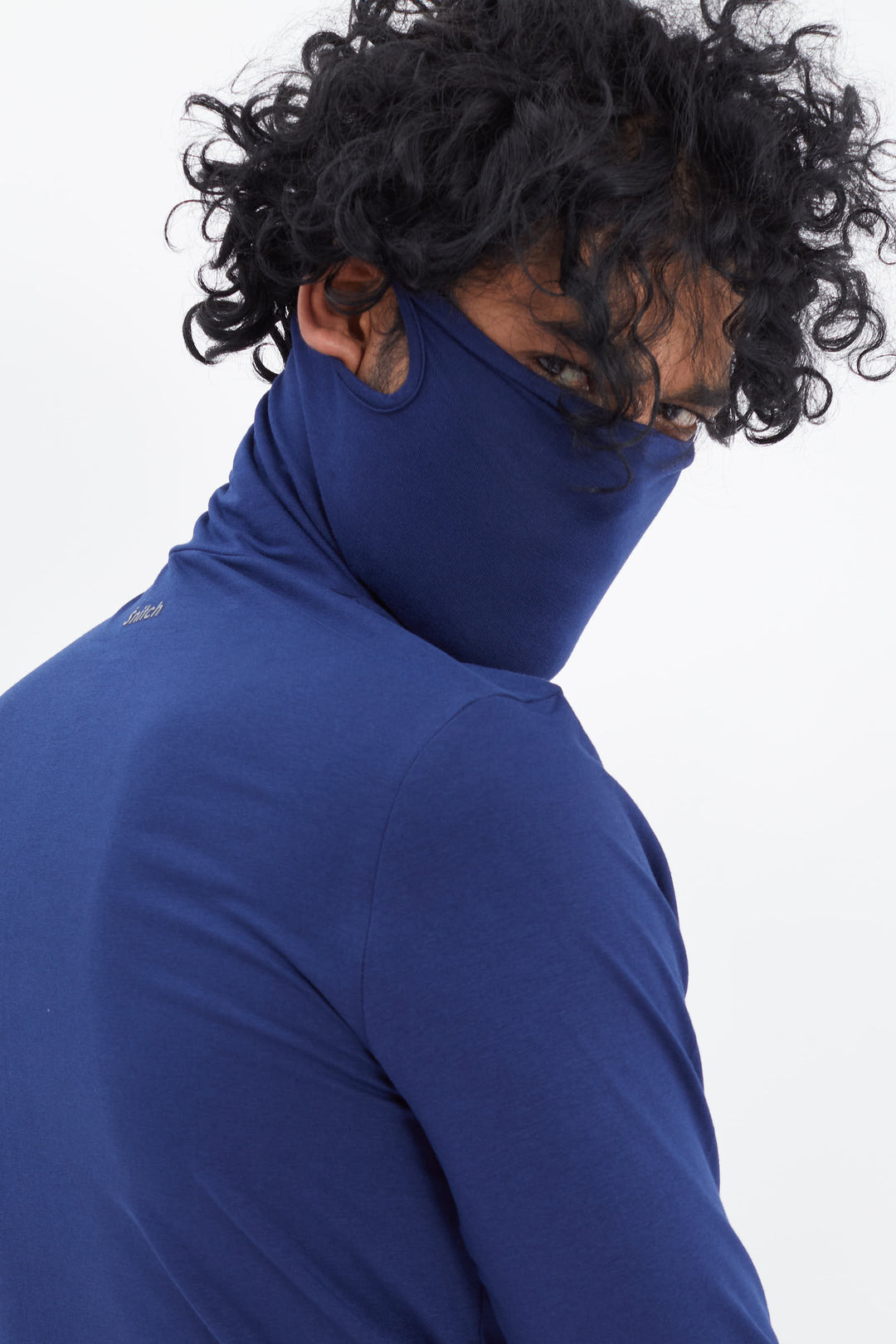 Navy Full Sleeves T-Shirt with Face Cover - SNITCH