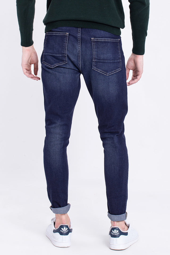 Dark Blue Washed Jeans - SNITCH