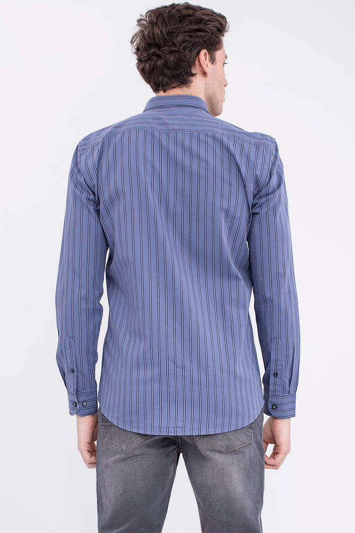 Lavender Cotton Twill Stripe Shirt - SNITCH