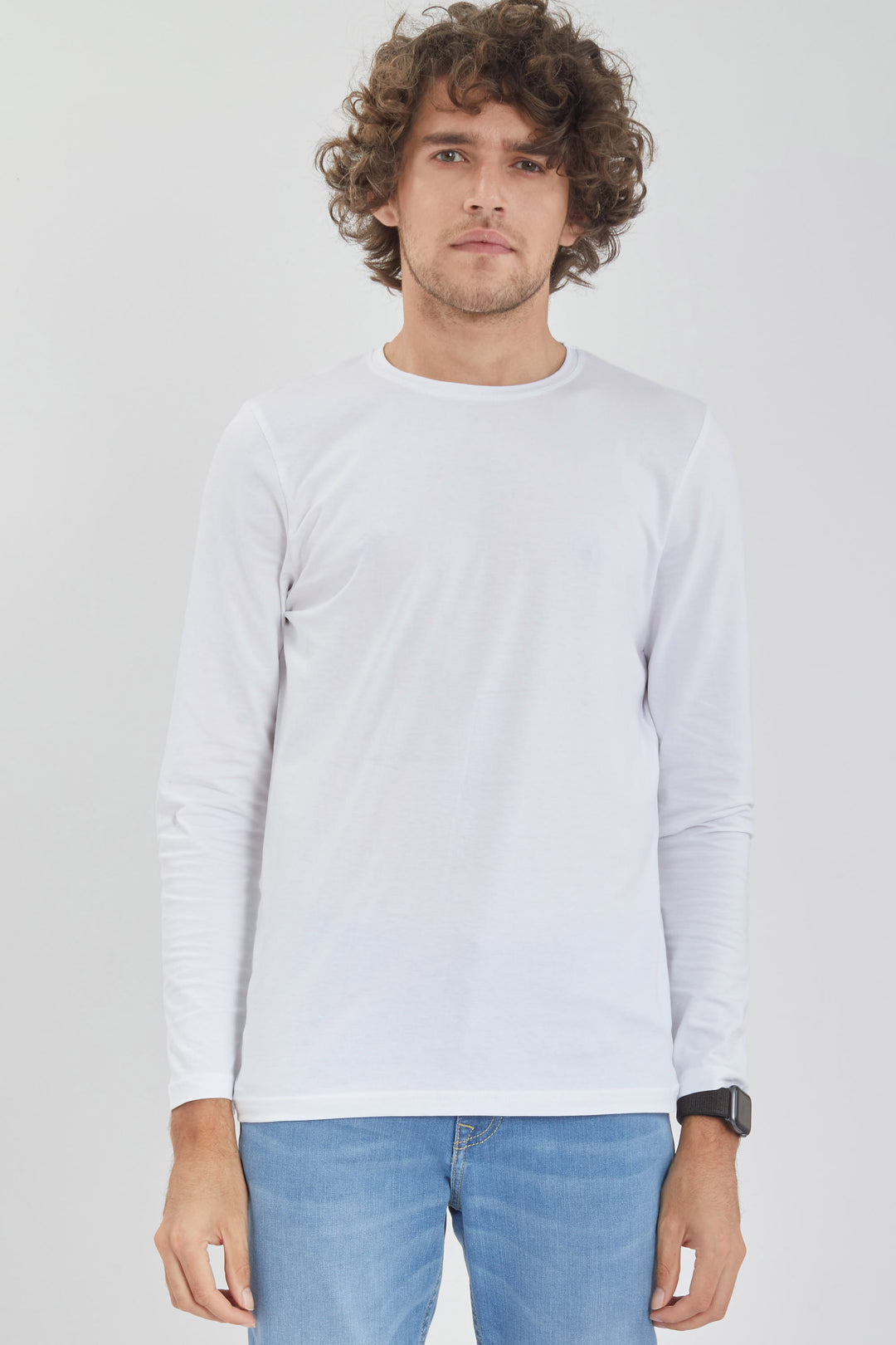 White Full Sleeves 4-way Stretch Crew Neck T-Shirt - SNITCH