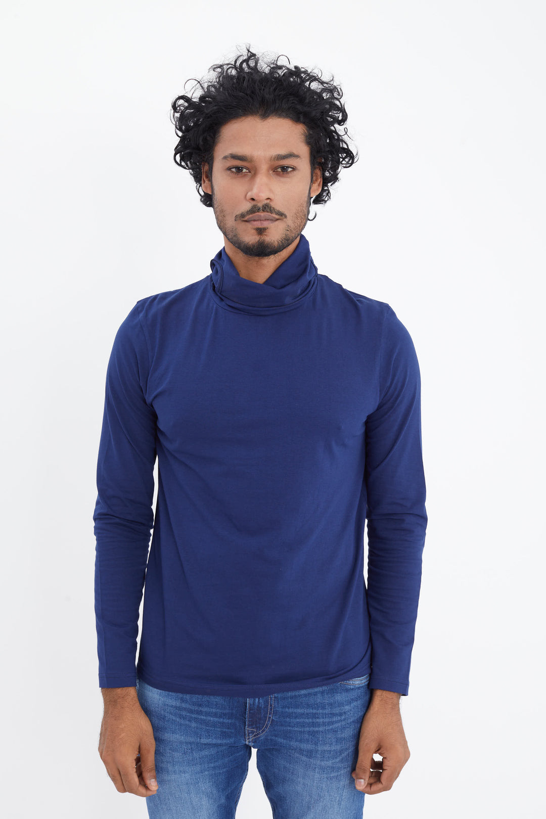 Navy Full Sleeves T-Shirt with Face Cover - SNITCH