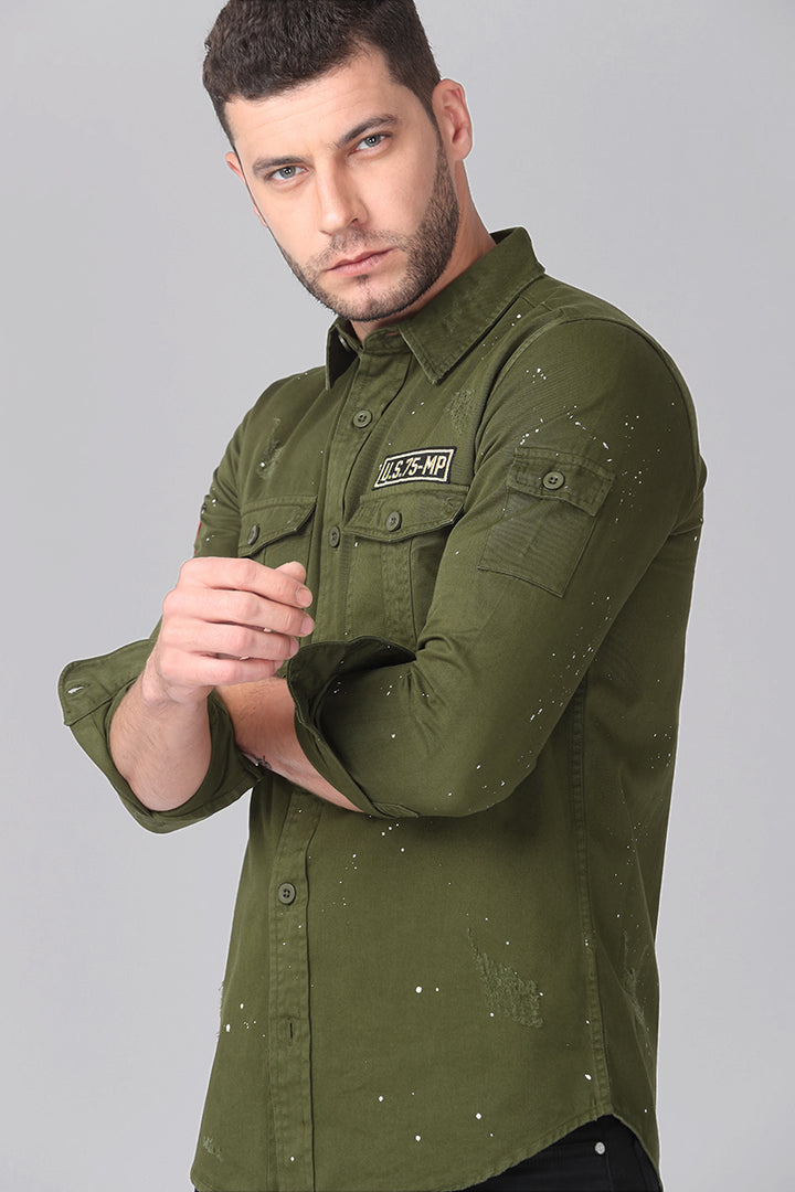 Suave Military Green Cargo Shirt - SNITCH