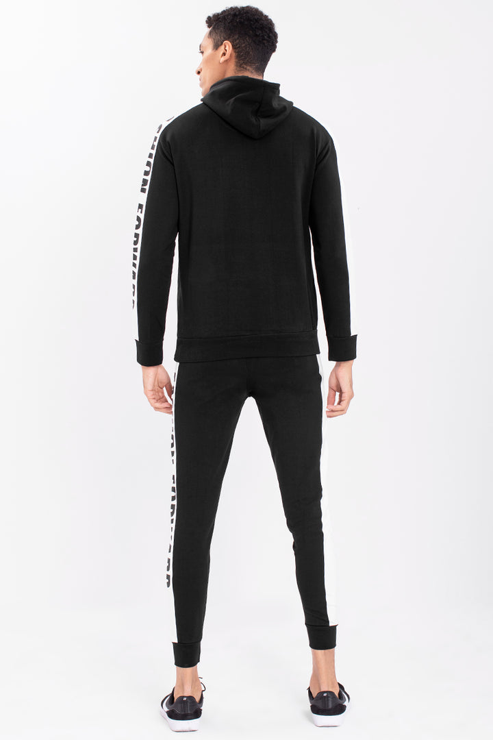 Black Fashion Forward Cut & Sew Co-Ords Jog Suit - SNITCH