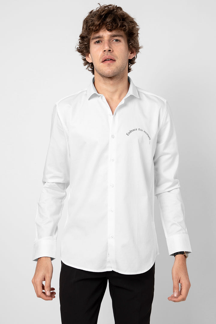 Embrace The Moment Printed White Shirt - SNITCH