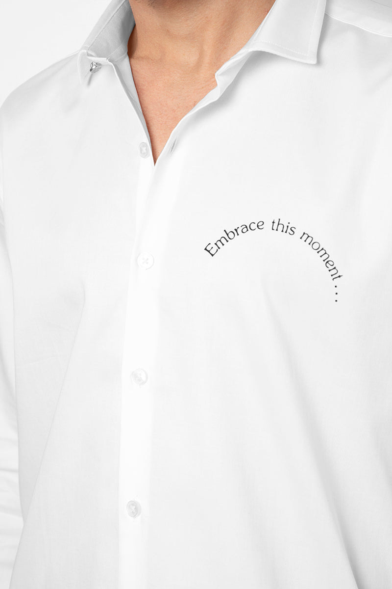 Embrace The Moment Printed White Shirt - SNITCH