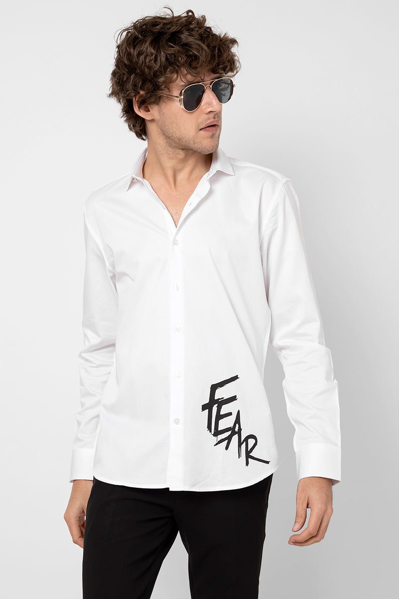 Fear Printed White Shirt - SNITCH