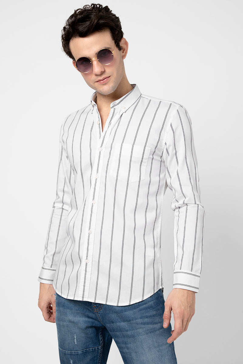 Modern Stripe White Shirt - SNITCH