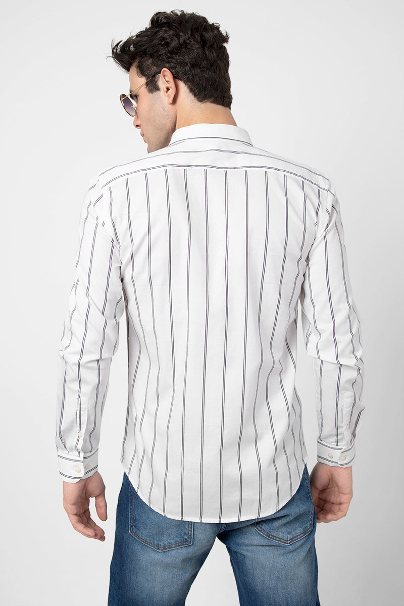 Modern Stripe White Shirt - SNITCH