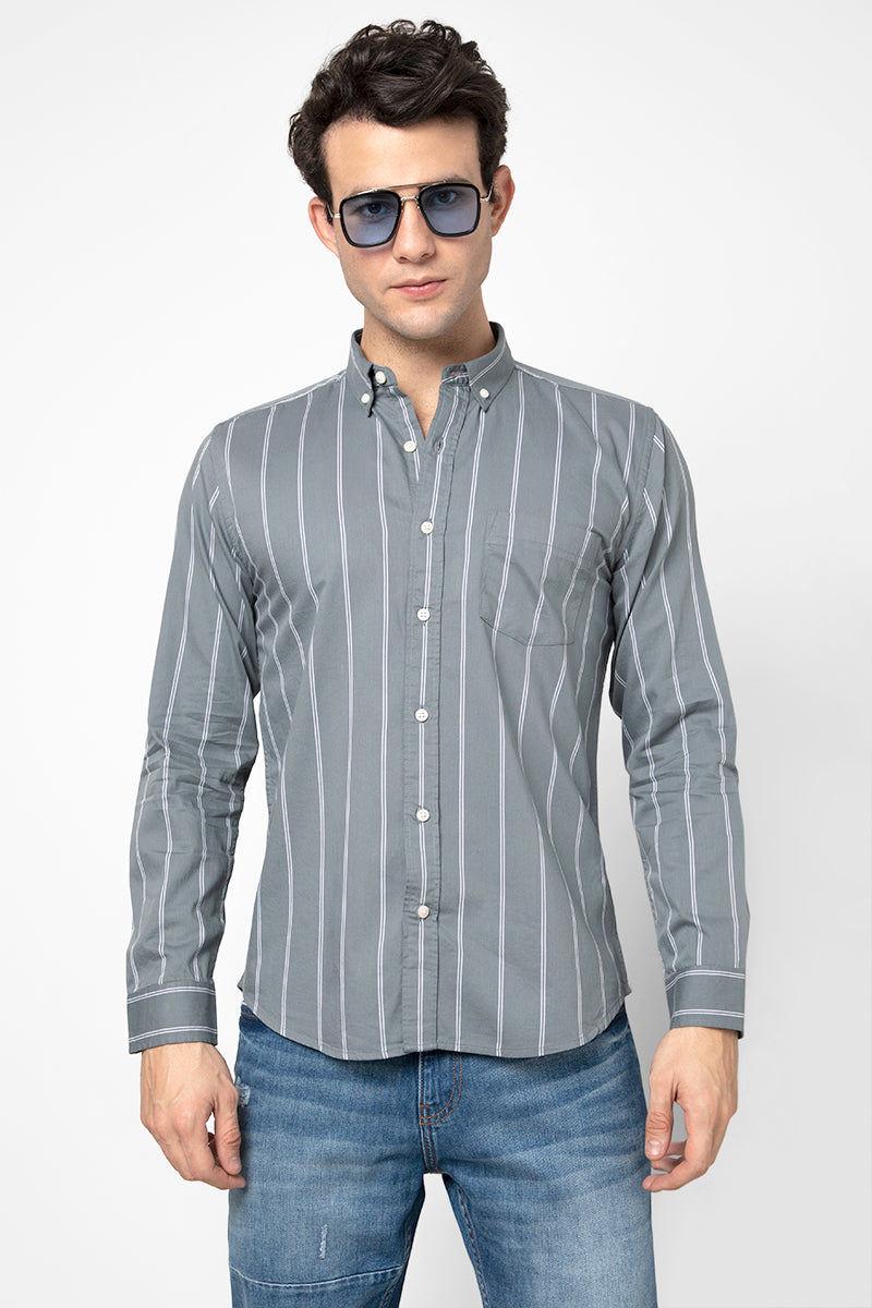 Modern Stripe Grey Shirt - SNITCH