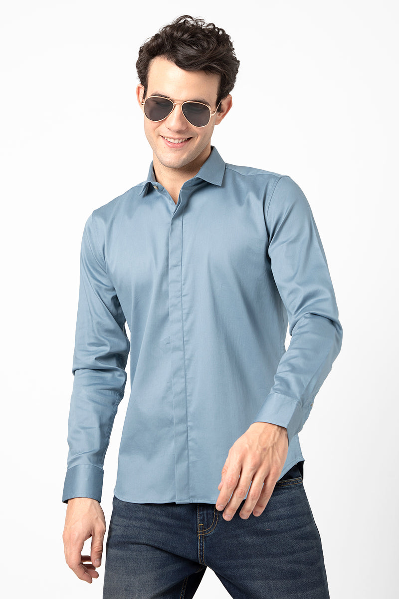 Sheeny Steel Blue Shirt - SNITCH