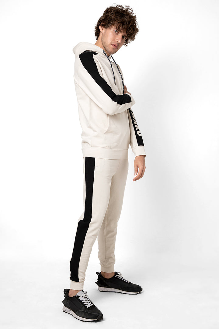 Cream Fashion Forward Cut & Sew Co-Ords Jog Suit - SNITCH