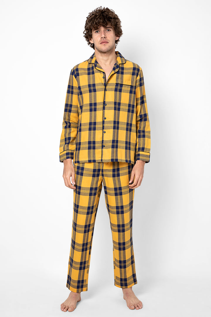 Checkered Mustard Night Suit - SNITCH