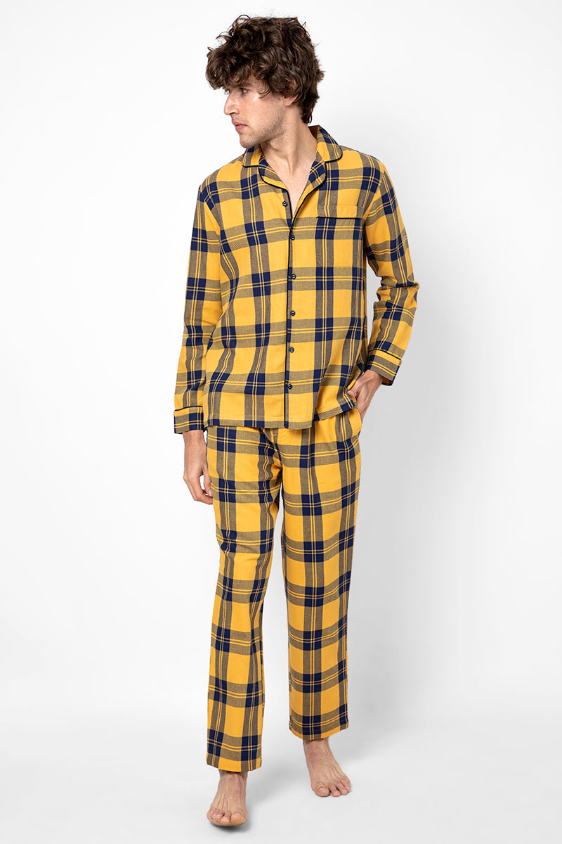 Checkered Mustard Night Suit SNITCH