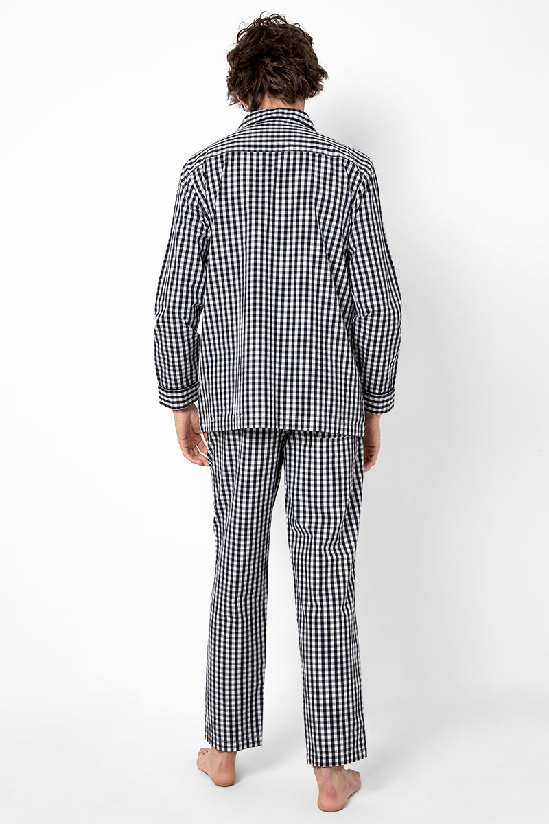 Gingham Check Black Night Suit - SNITCH