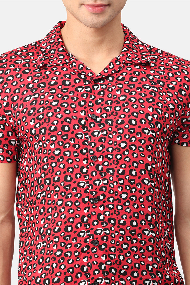 Leopard Print Red Co-Ords - SNITCH