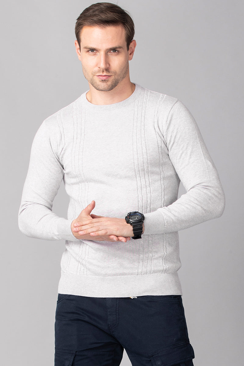 Grey Stripe Stockinette Sweater - SNITCH