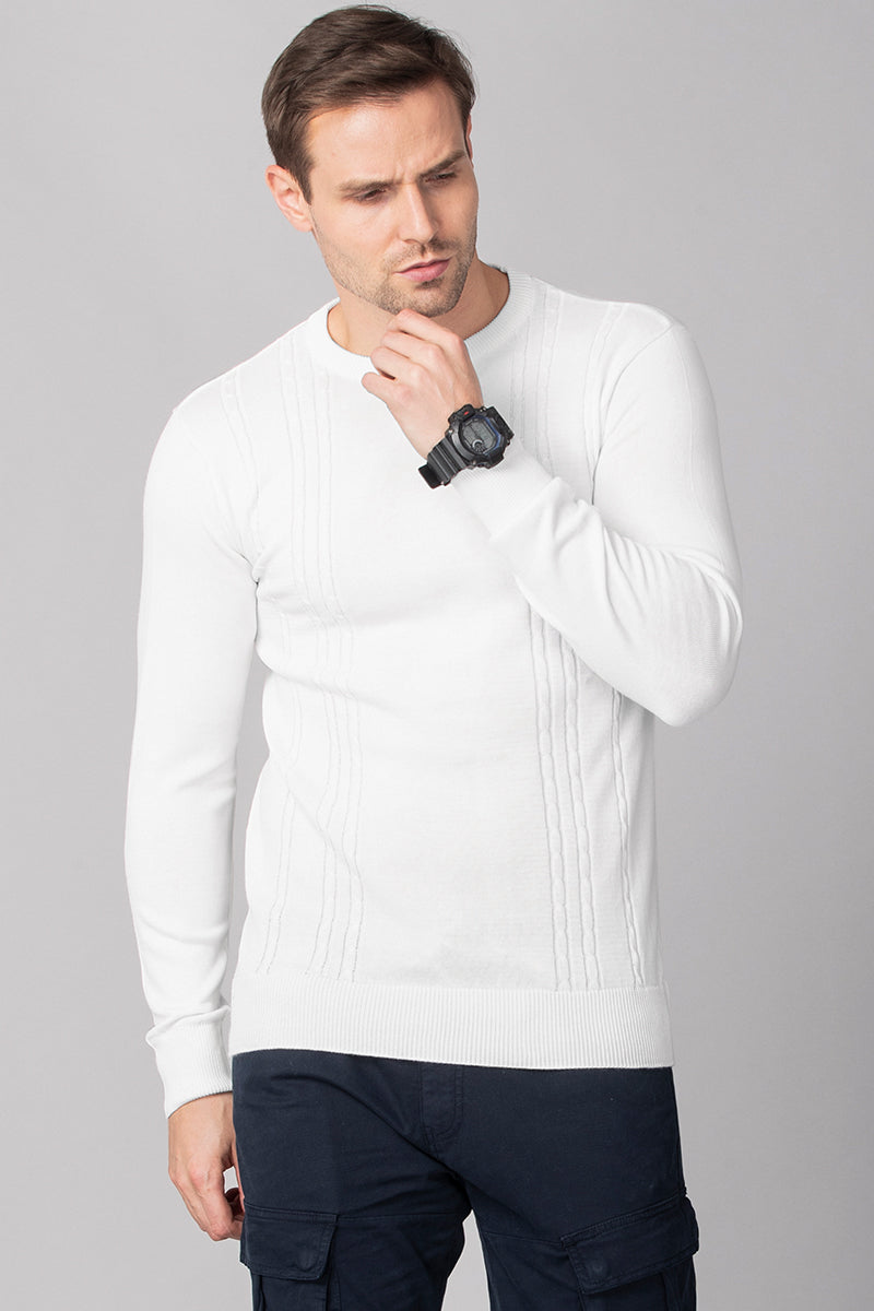 White Stripe Stockinette Sweater - SNITCH