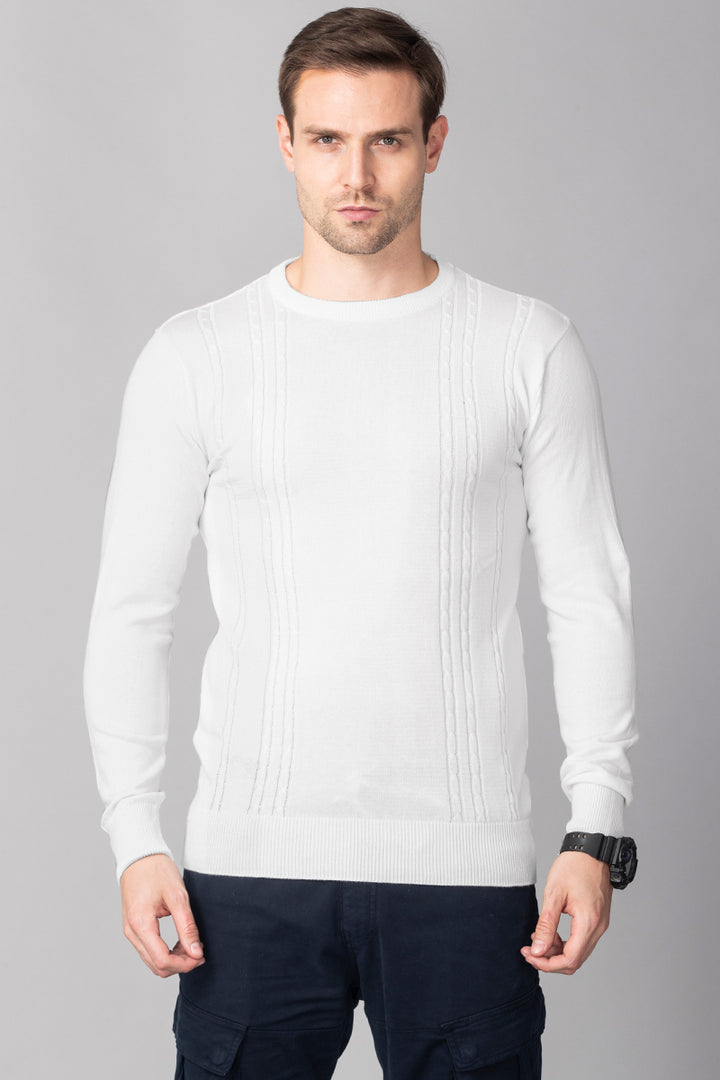White Stripe Stockinette Sweater - SNITCH