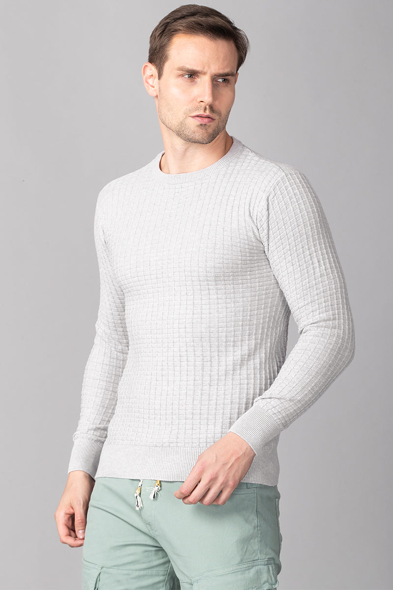 Grey Check Stockinette Sweater - SNITCH