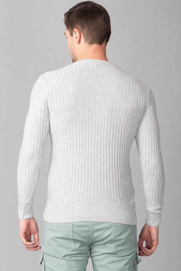 Grey Check Stockinette Sweater - SNITCH