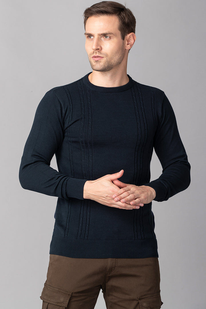 Navy Stripe Stockinette Sweater - SNITCH