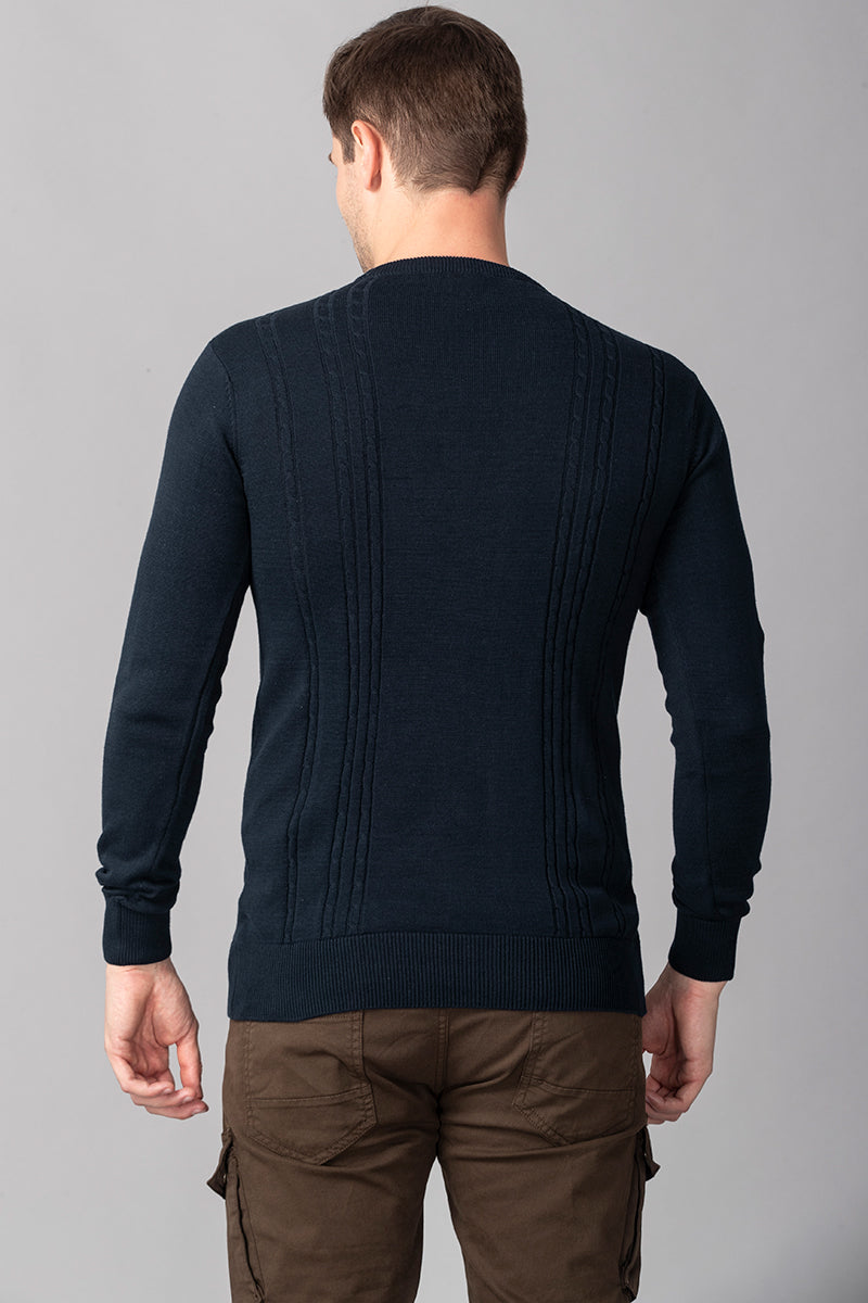 Navy Stripe Stockinette Sweater - SNITCH