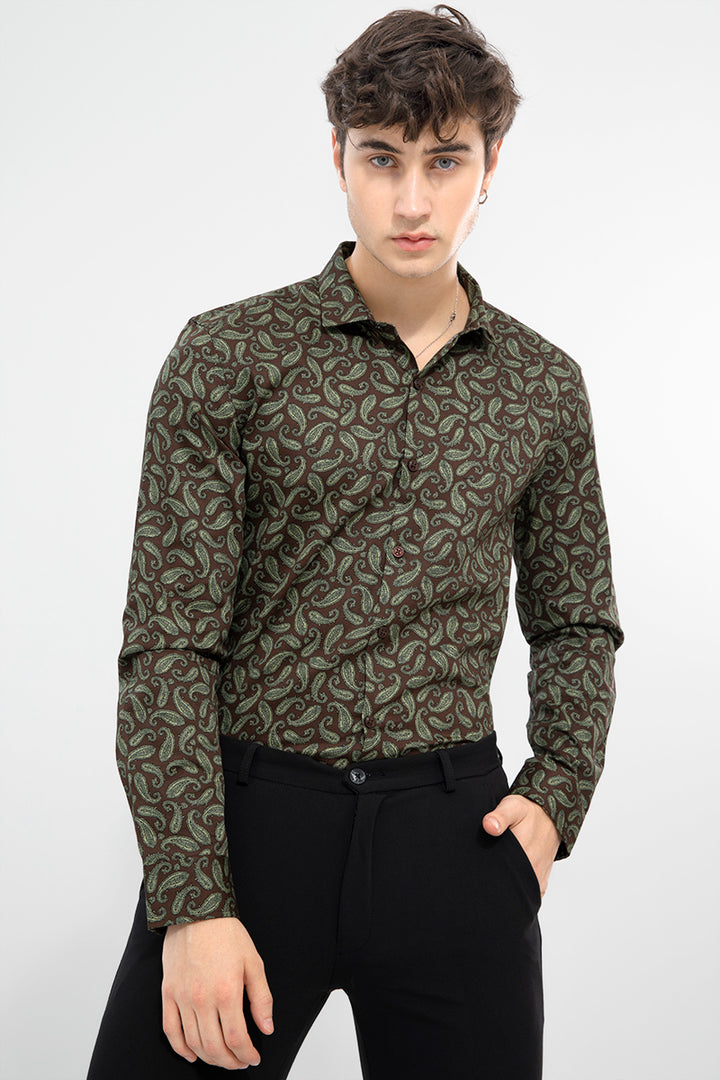 Persian Paisley Brown Shirt - SNITCH
