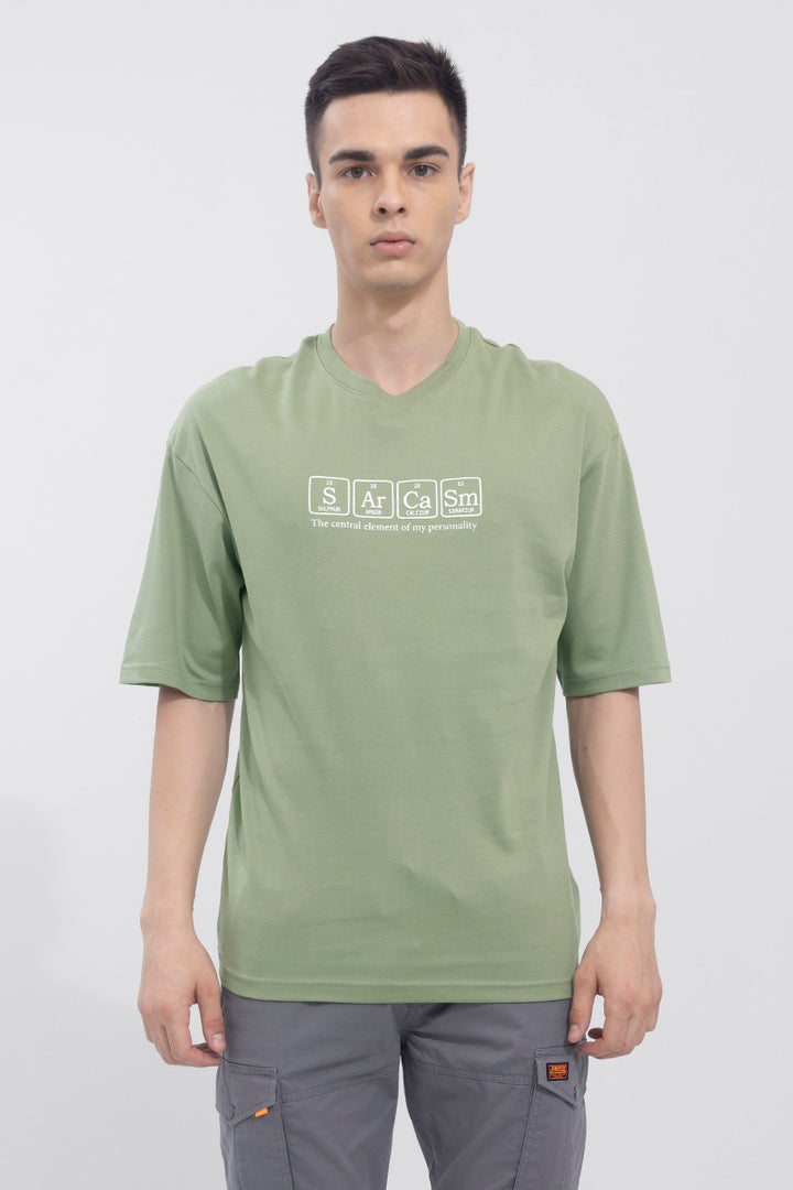 Sarcasm Green Oversized T-Shirt