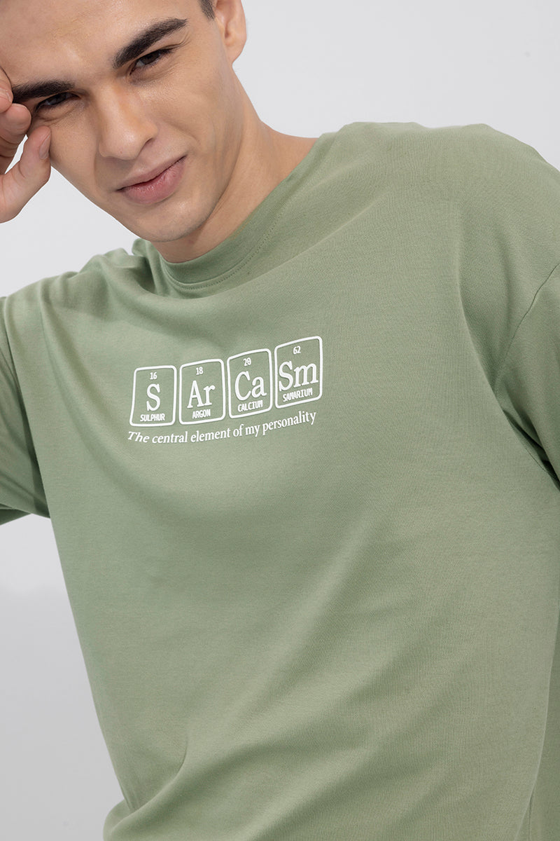 Sarcasm Green Oversized T-Shirt