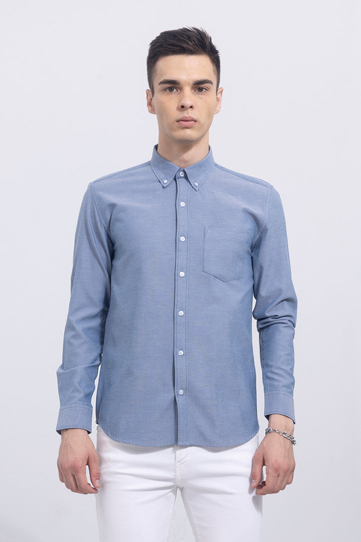 Oxford Button Down Melange Blue Shirt