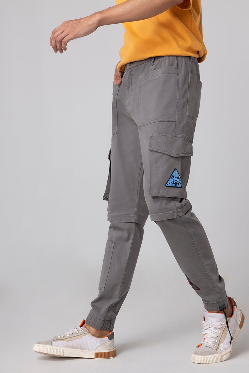 Buy tbase mens Graphite Cotton Elastane Rfd Solid Cargo Pant for Men  online India