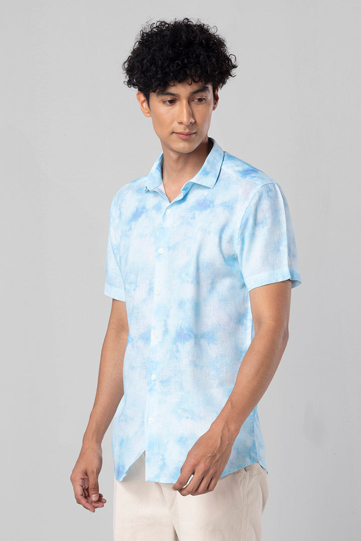 Candy Splash Blue Linen Shirt