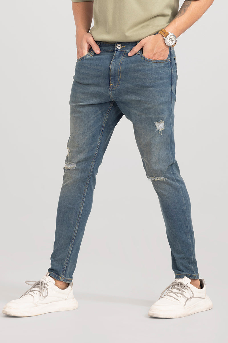 Crux Blue Distressed Skinny Jeans