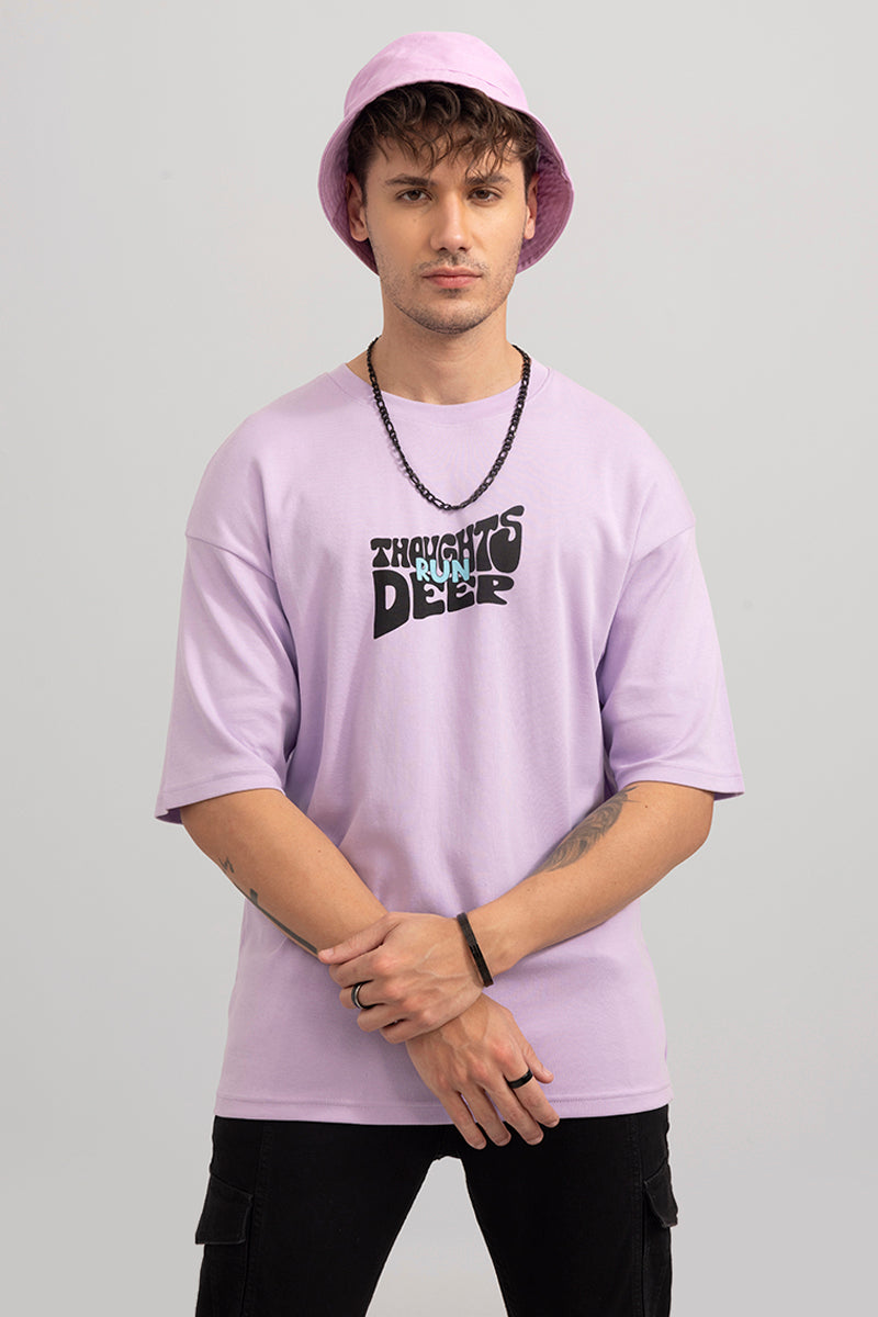 Thoughts Run Deep Lavender Oversized T-Shirt