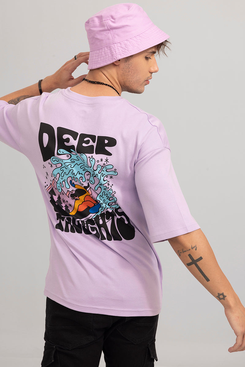 Thoughts Run Deep Lavender Oversized T-Shirt