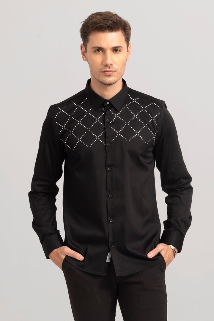Starry Beaded Black Shirt
