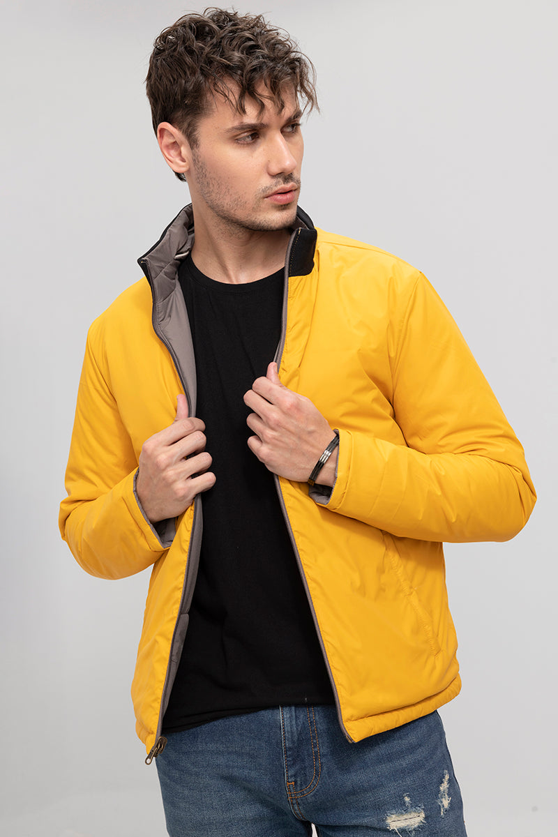 Grey & Yellow Reversible Puffer Jacket