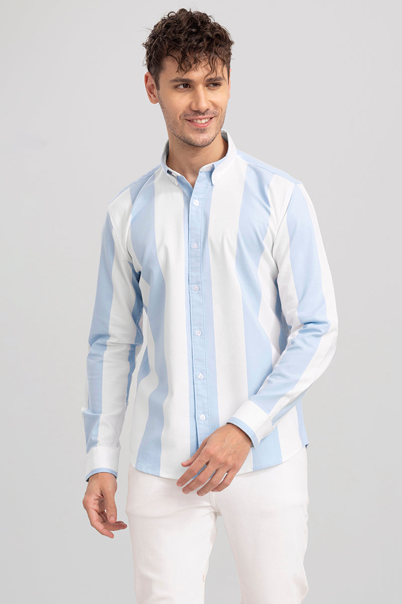 Extensive Stripe Sky Blue Shirt