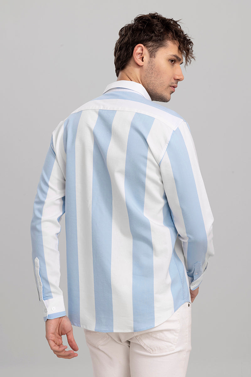 Extensive Stripe Sky Blue Shirt