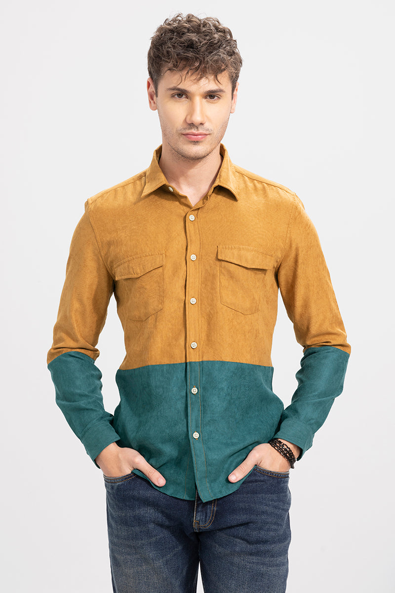 Half & Half Mustard Cord Shirt