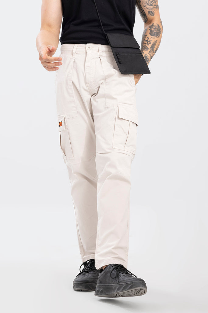 Sagvish Mens WhiteBlack Army Cargo Joggers - Sagvish